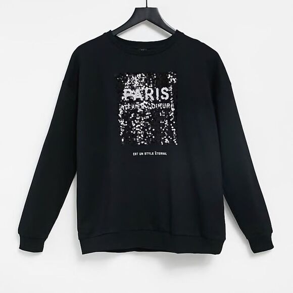 NWT River Island Paris sequined crew sweatshirt size Small - Picture 1 of 8